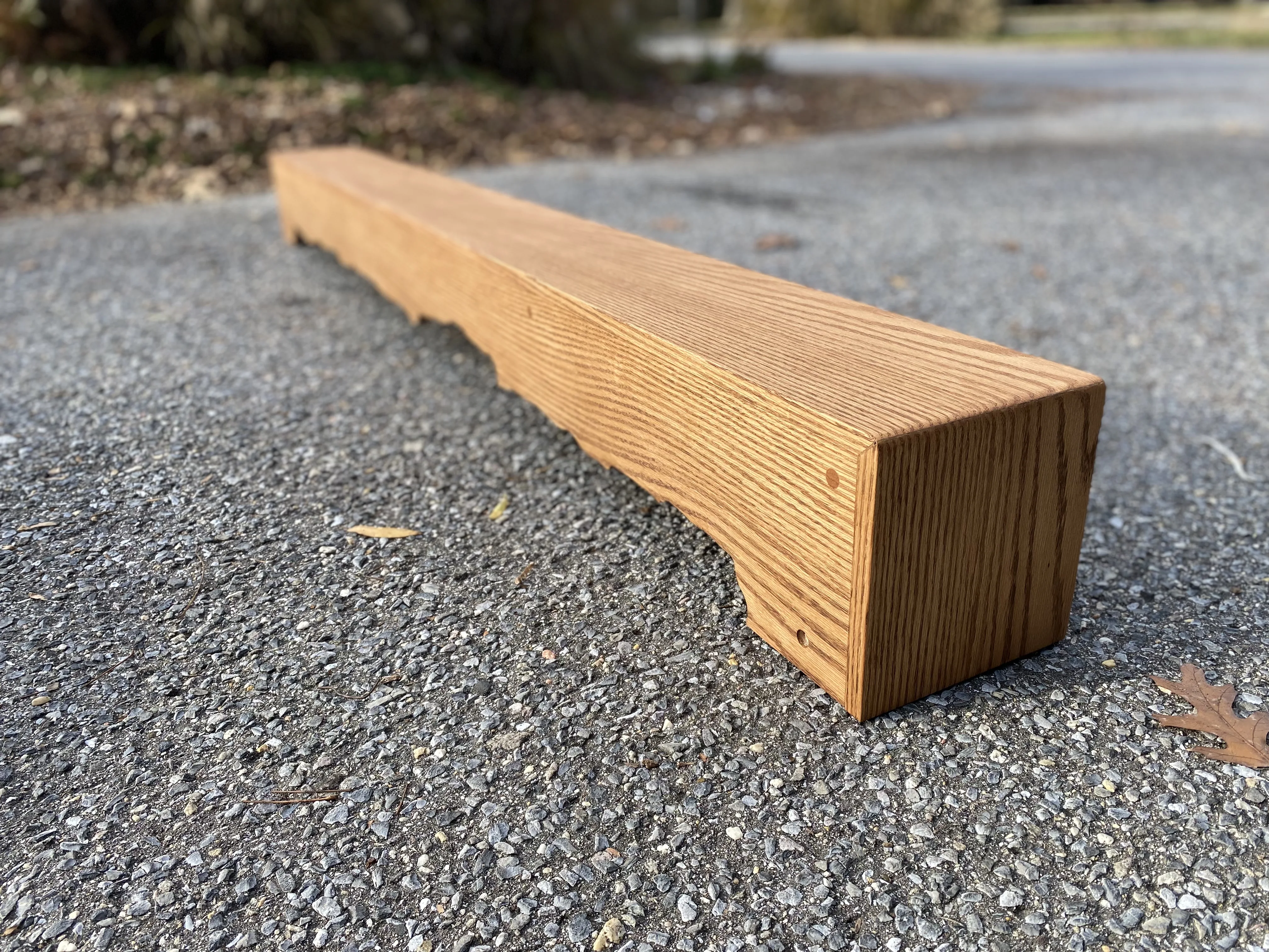 Solid white-oak mantel beam before install
