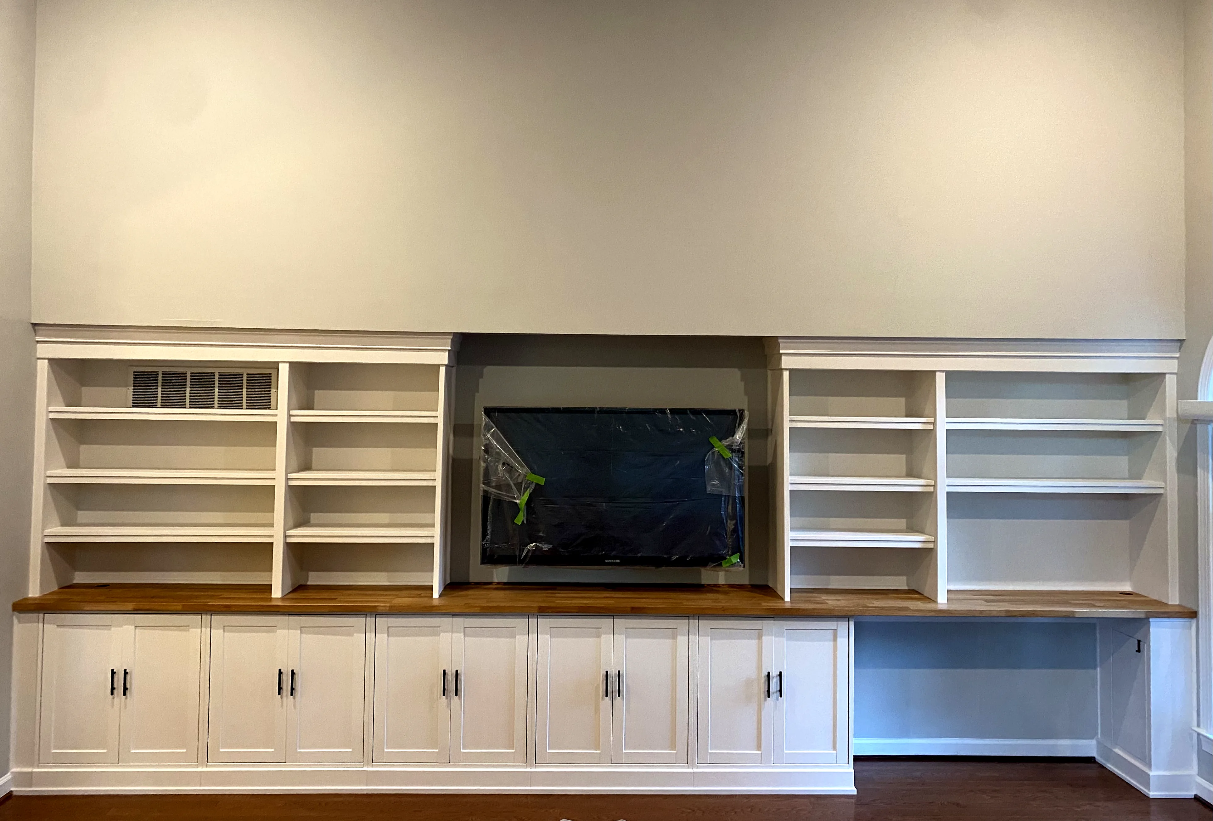 Painted media wall, Silver Spring residence