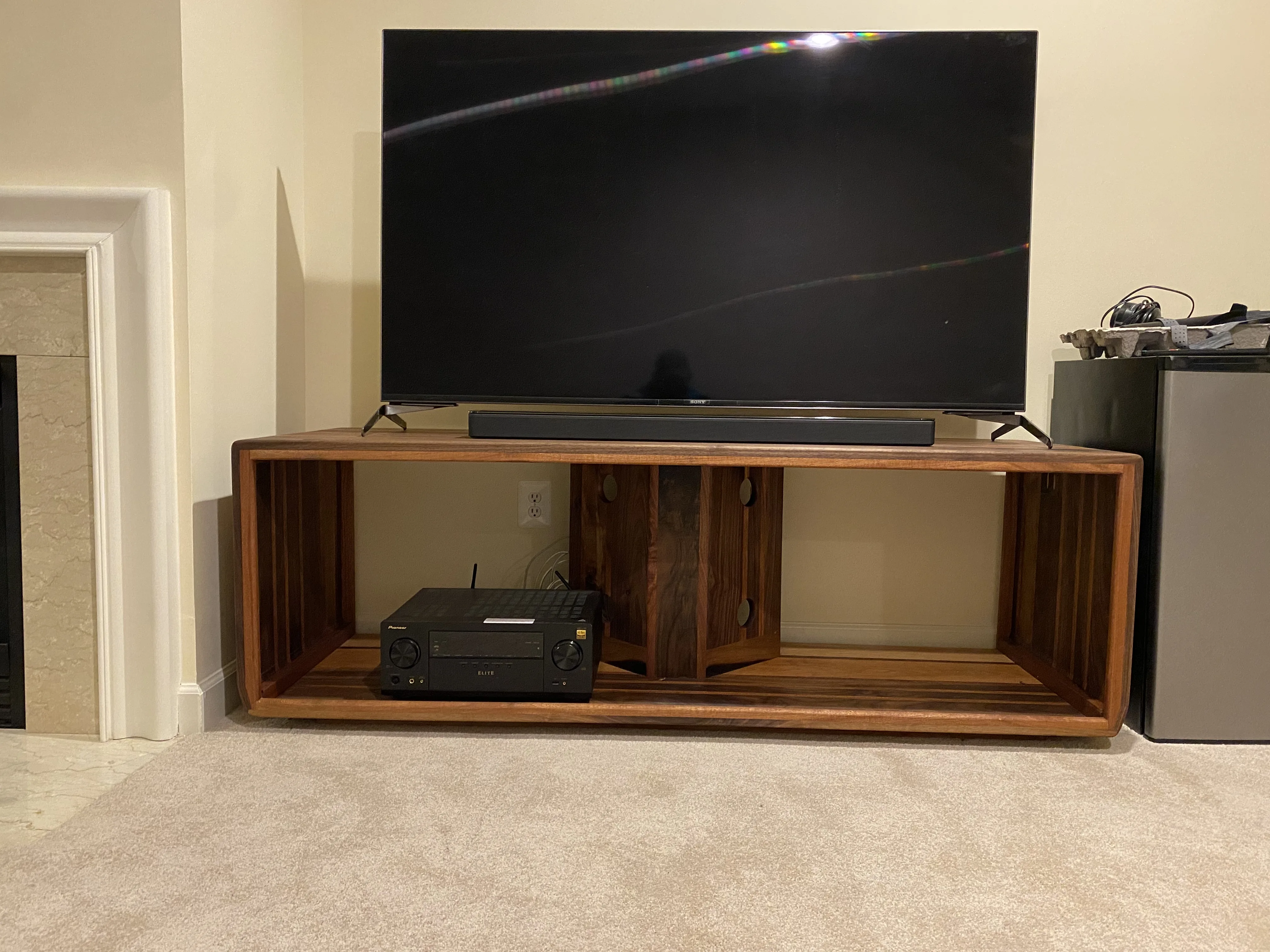 Walnut console, end view